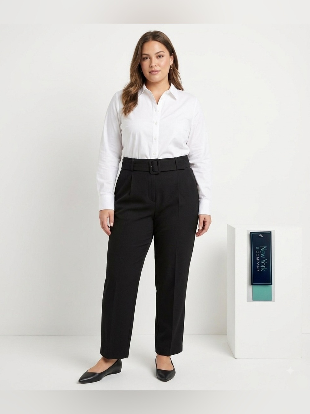 New York Clothing Company Belted Black Pants